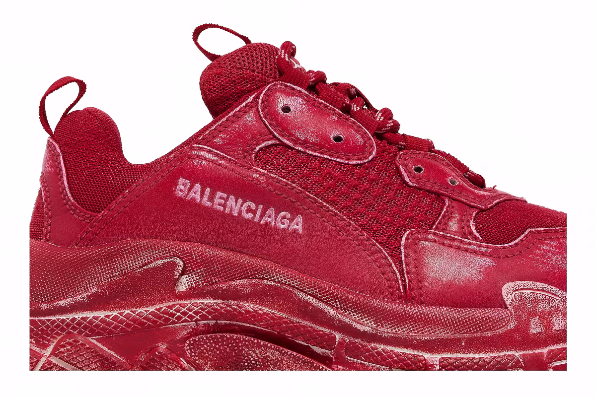 Balenciaga Women's Triple S Sneaker Dark Red, view 3