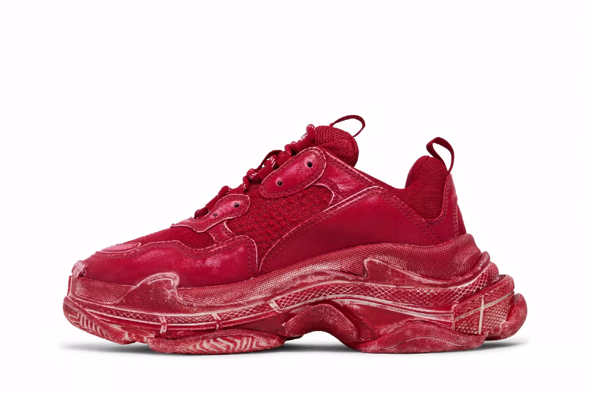 Balenciaga Women's Triple S Sneaker Dark Red, view 4