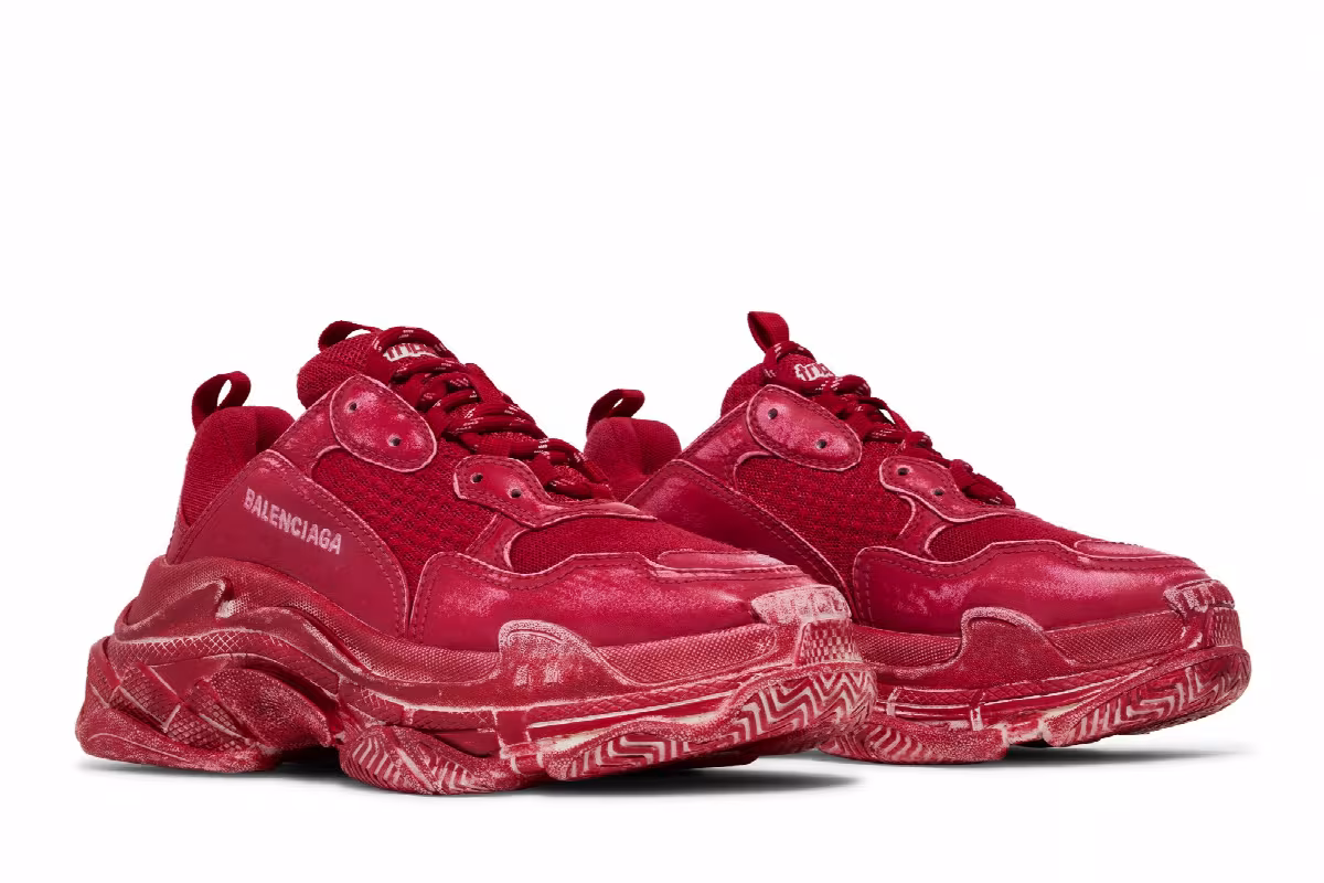 Balenciaga Women's Triple S Sneaker Dark Red, view 9