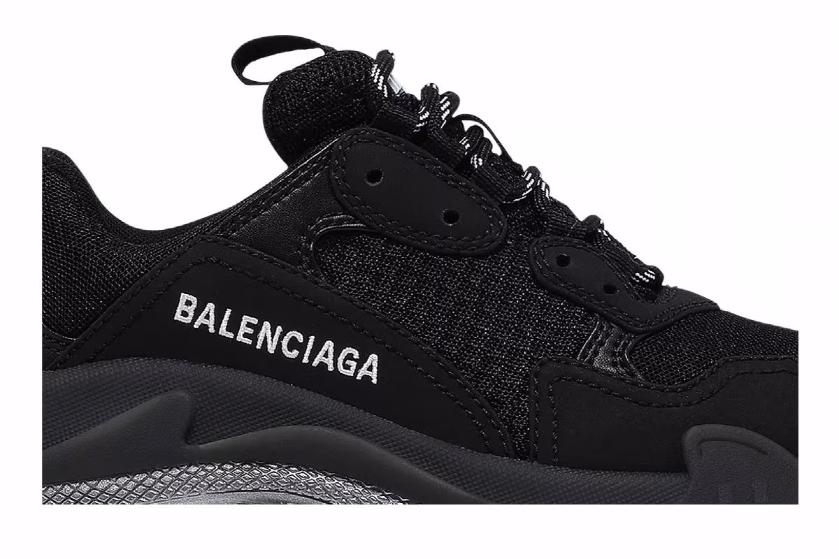 Balenciaga Women's Triple S Sneaker Black Iridescent, view 3