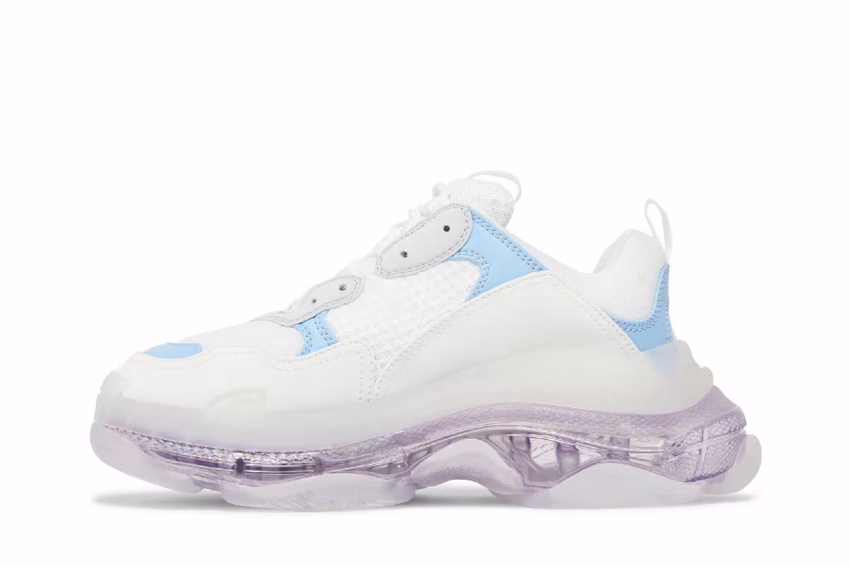 Balenciaga Women's Triple S Clear Sole - Light Blue Purple, view 4