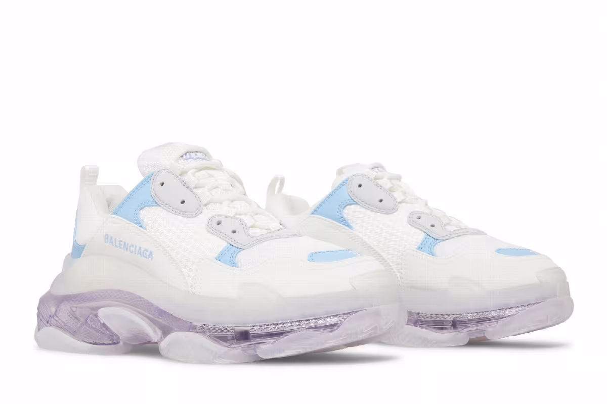 Balenciaga Women's Triple S Clear Sole - Light Blue Purple, view 9