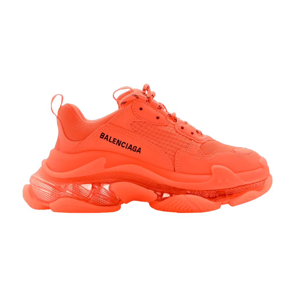 Balenciaga Women's Triple S Sneaker Clear Sole - Orange