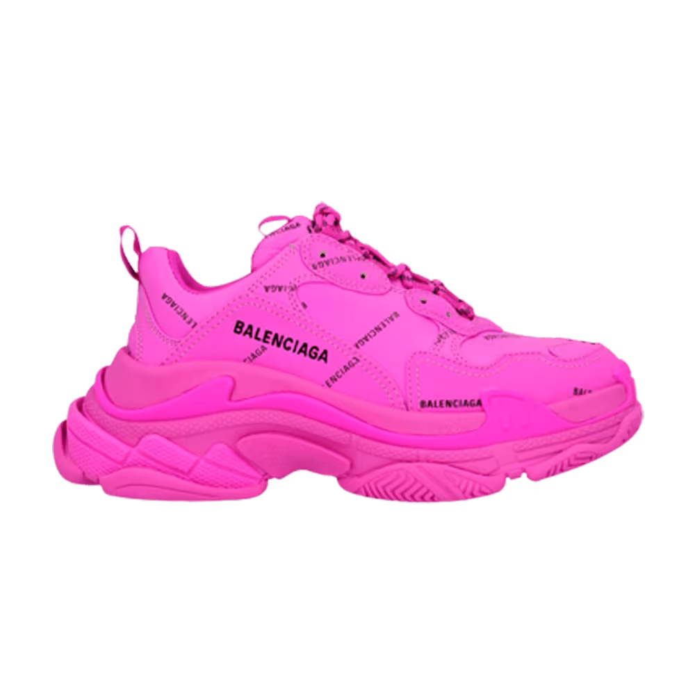 Balenciaga Women's Triple S Sneaker All Over Logo - Fuchsia