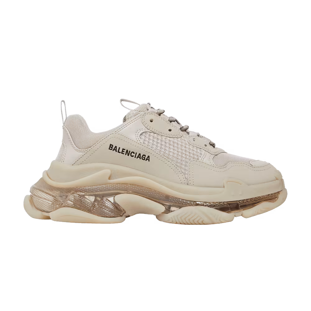 Balenciaga Women's Triple S Sneaker Clear Sole - Beige