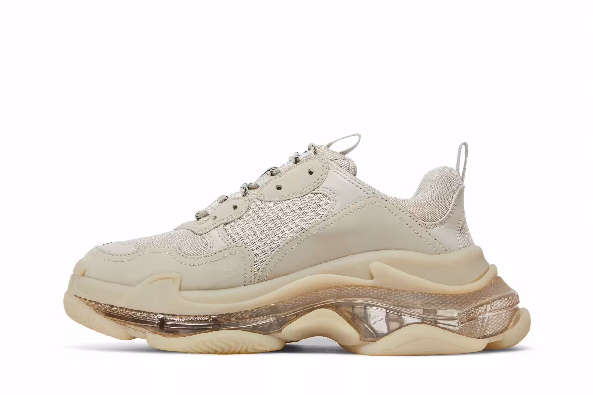 Balenciaga Women's Triple S Sneaker Clear Sole - Beige, view 4