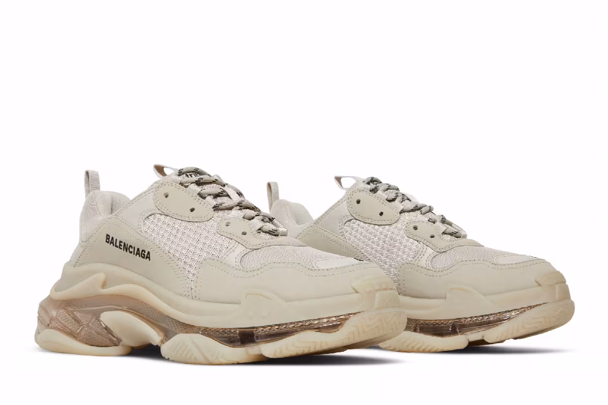 Balenciaga Women's Triple S Sneaker Clear Sole - Beige, view 9