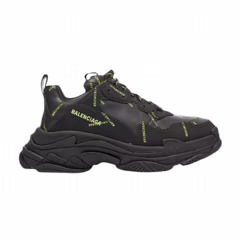 Balenciaga Triple S Sneaker 'Allover Logo - Black Fluo Yellow'