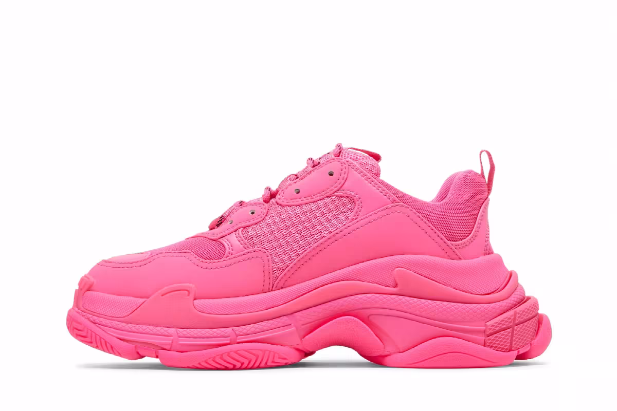 Balenciaga Women's Triple S Sneaker Fluo Pink, view 4