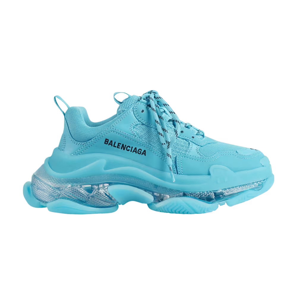 Balenciaga Women's Triple S Sneaker Clear Sole - Turquoise