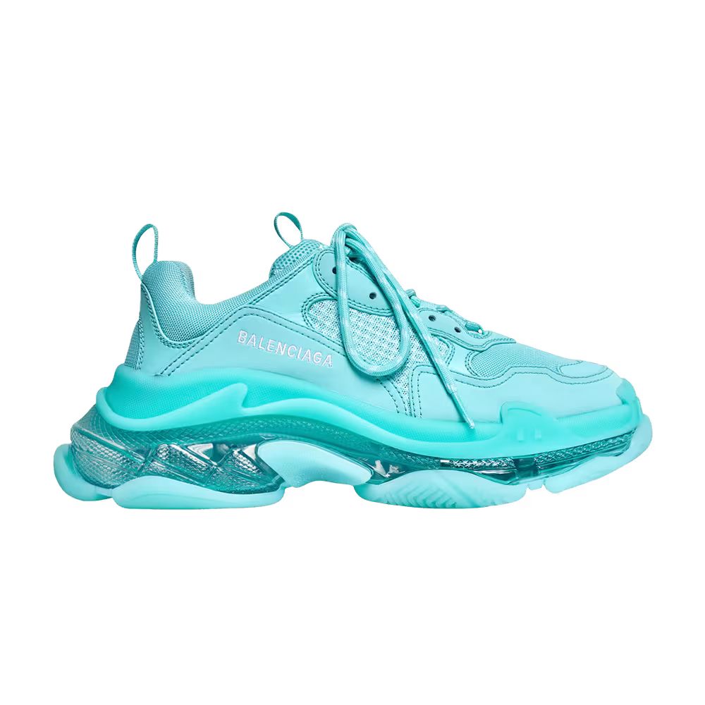 Balenciaga Women's Triple S Sneaker Clear Sole - Light Blue
