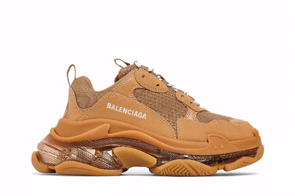 Balenciaga Women's Triple S Clear Sole - Light Camel, view 2