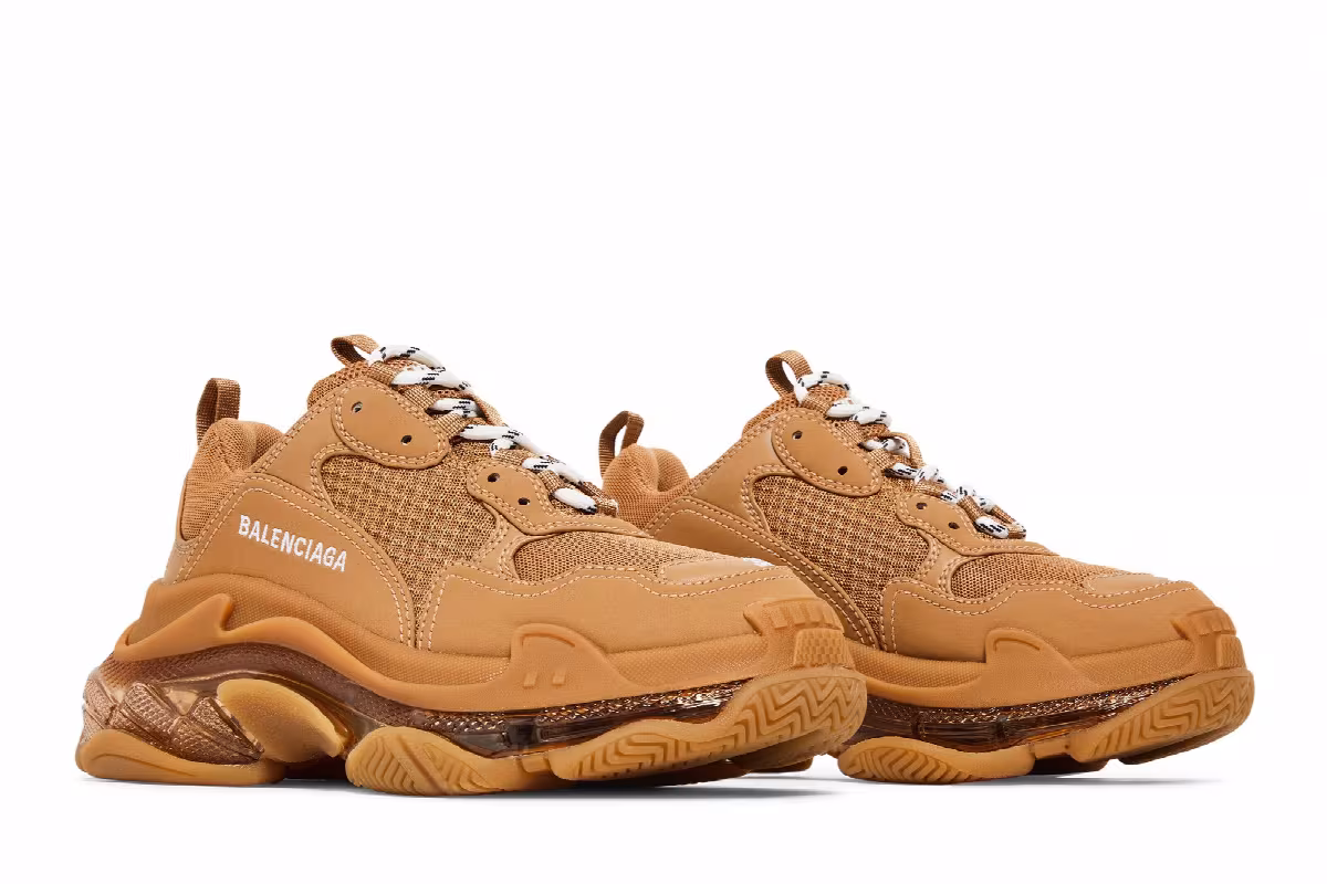 Balenciaga Women's Triple S Clear Sole - Light Camel, view 9