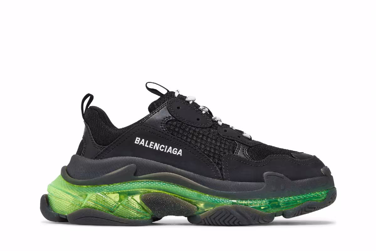 Balenciaga Women's Triple S Black Yellow Fluo, view 2