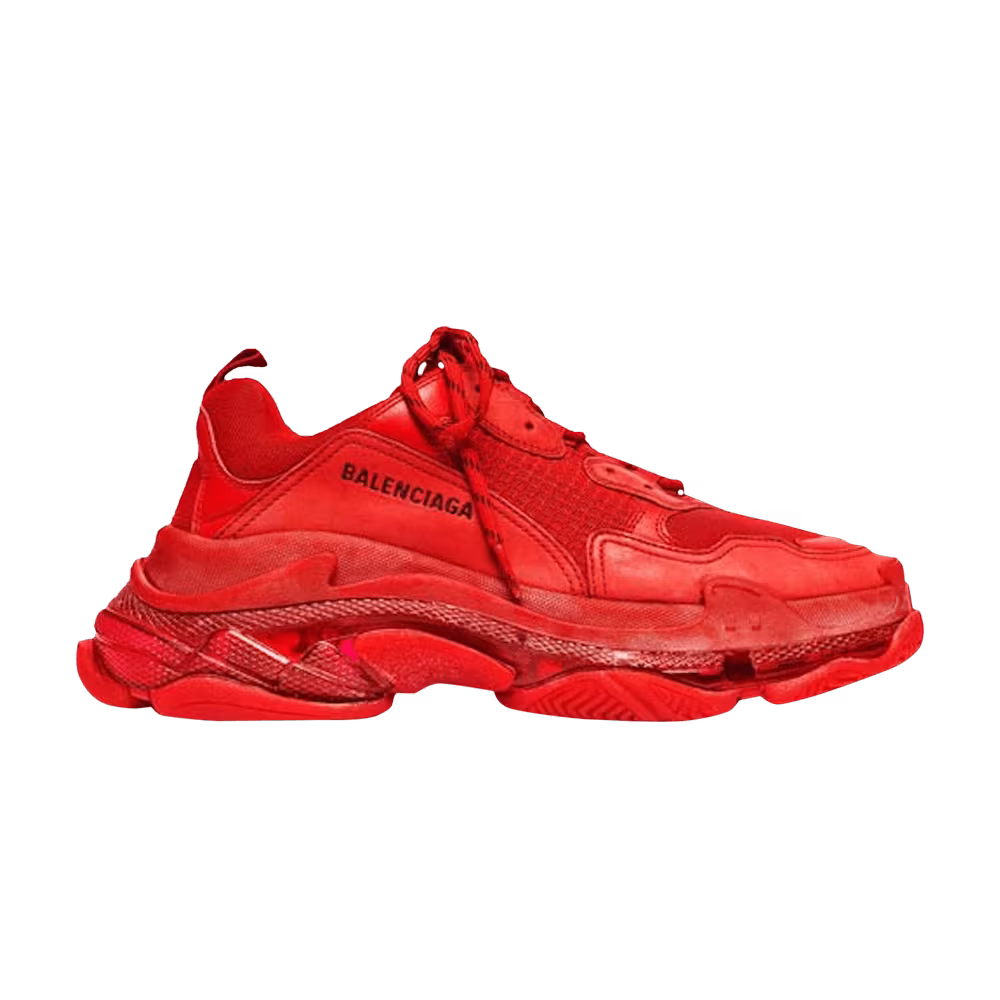 Balenciaga Women's Triple S Sneaker Clear Sole - Red