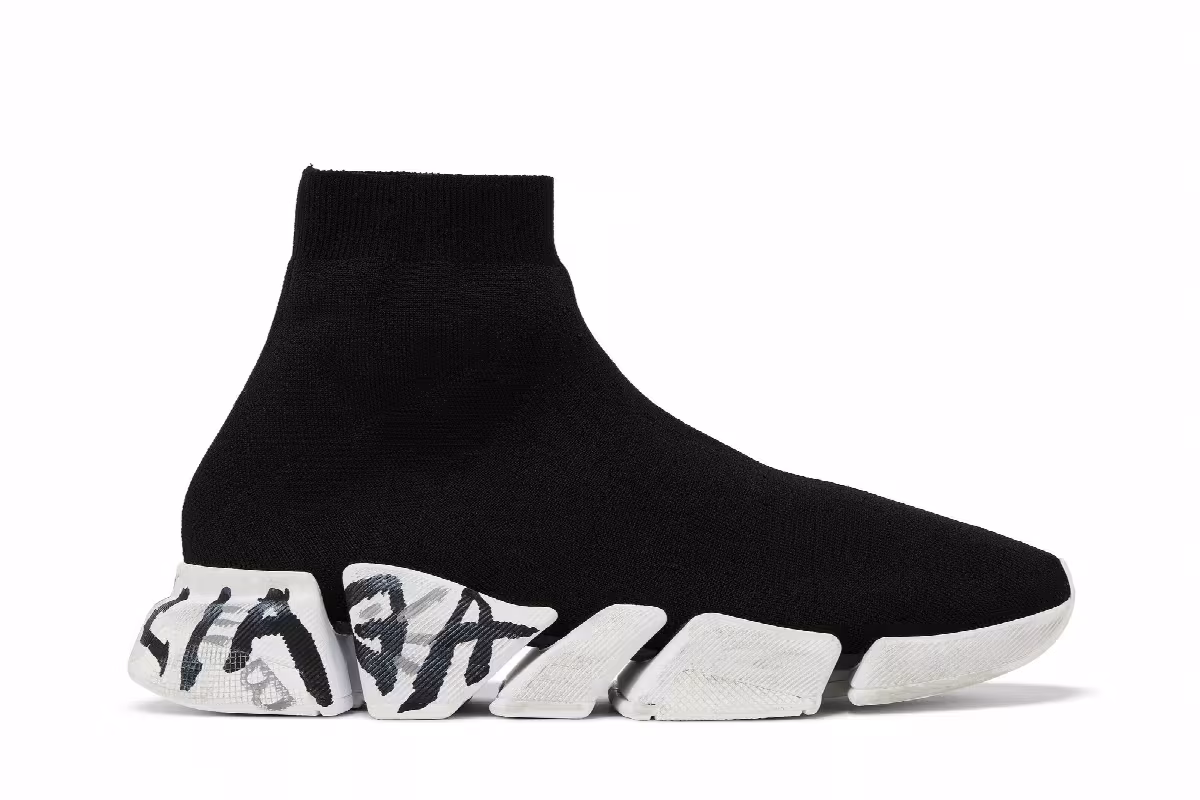 Balenciaga Speed 2.0 Sneaker Worn-Out Graffiti - Black, view 2