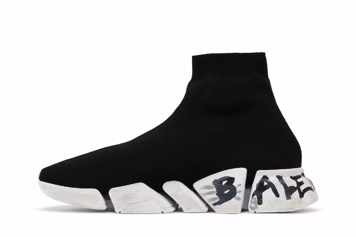Balenciaga Speed 2.0 Sneaker Worn-Out Graffiti - Black, view 4