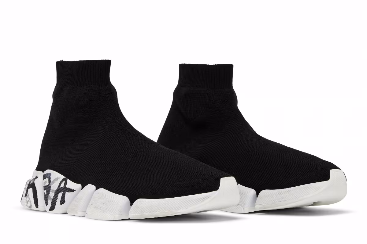 Balenciaga Speed 2.0 Sneaker Worn-Out Graffiti - Black, view 9
