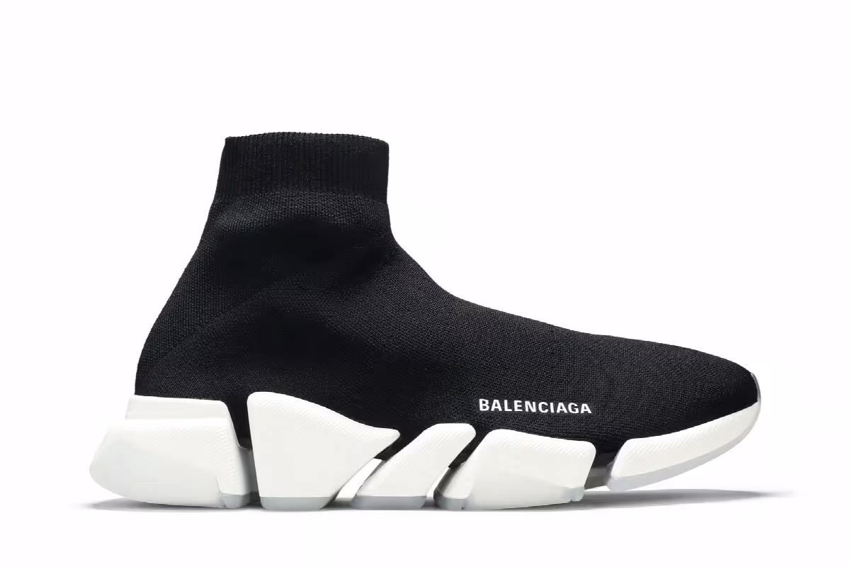 Balenciaga Speed 2.0 Sneaker Black White, view 2