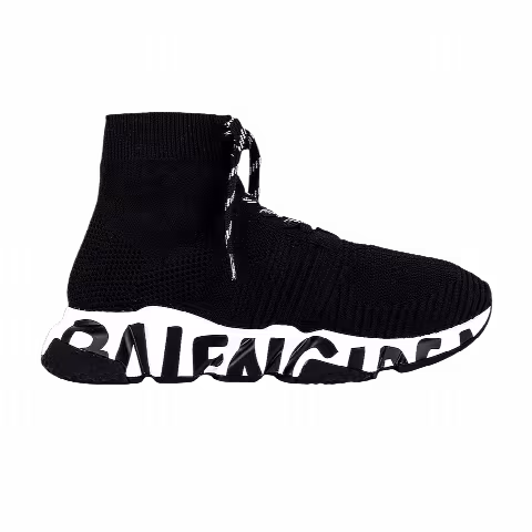Balenciaga Speed Lace-Up Graffiti Sneaker 'Black White'