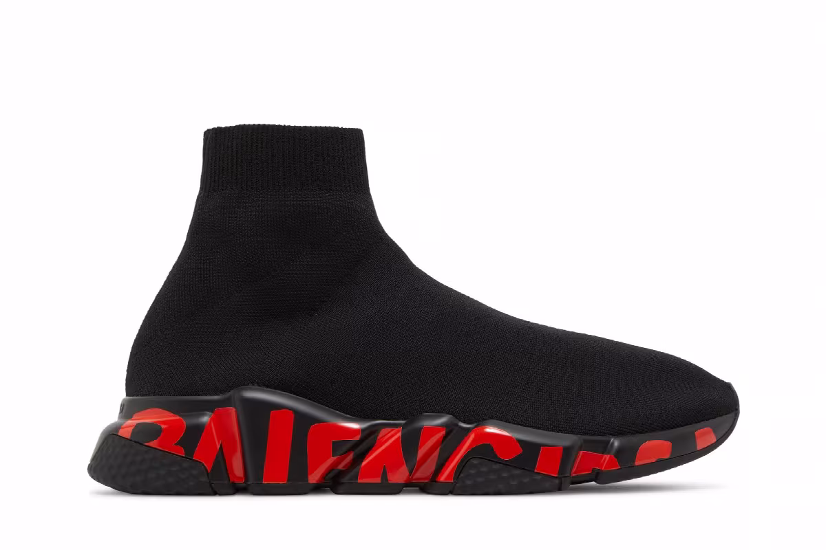 Balenciaga Speed Sneaker Midsole Graffiti - Black Red, view 2