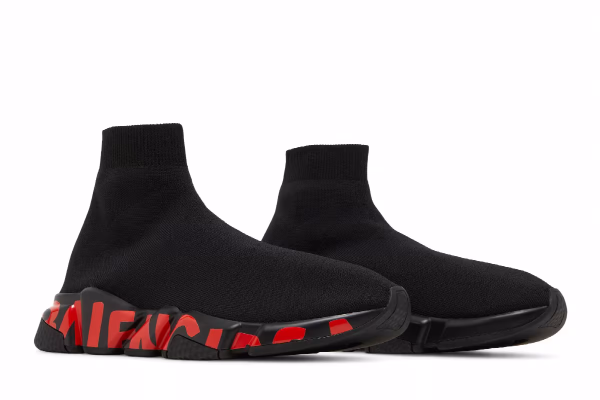 Balenciaga Speed Sneaker Midsole Graffiti - Black Red, view 9