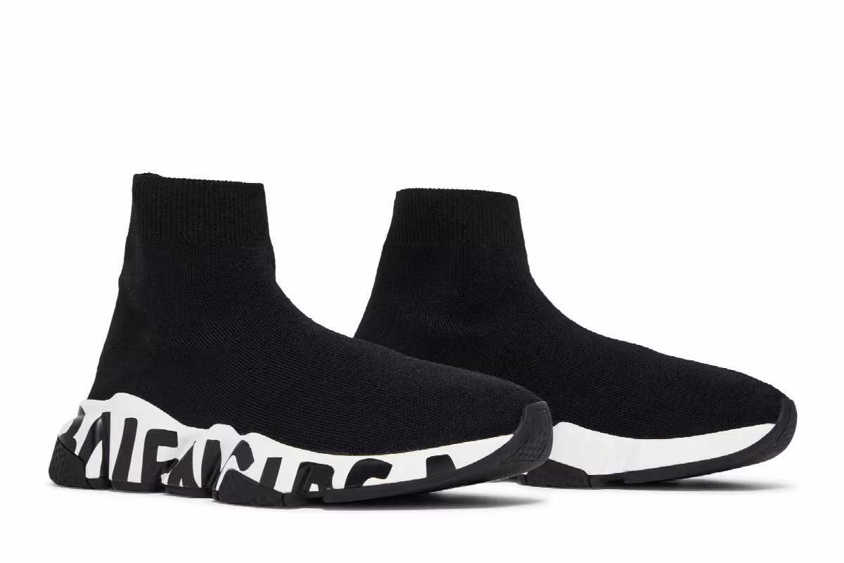 Balenciaga Women's Speed Sneaker Midsole Graffiti - Black White, view 9