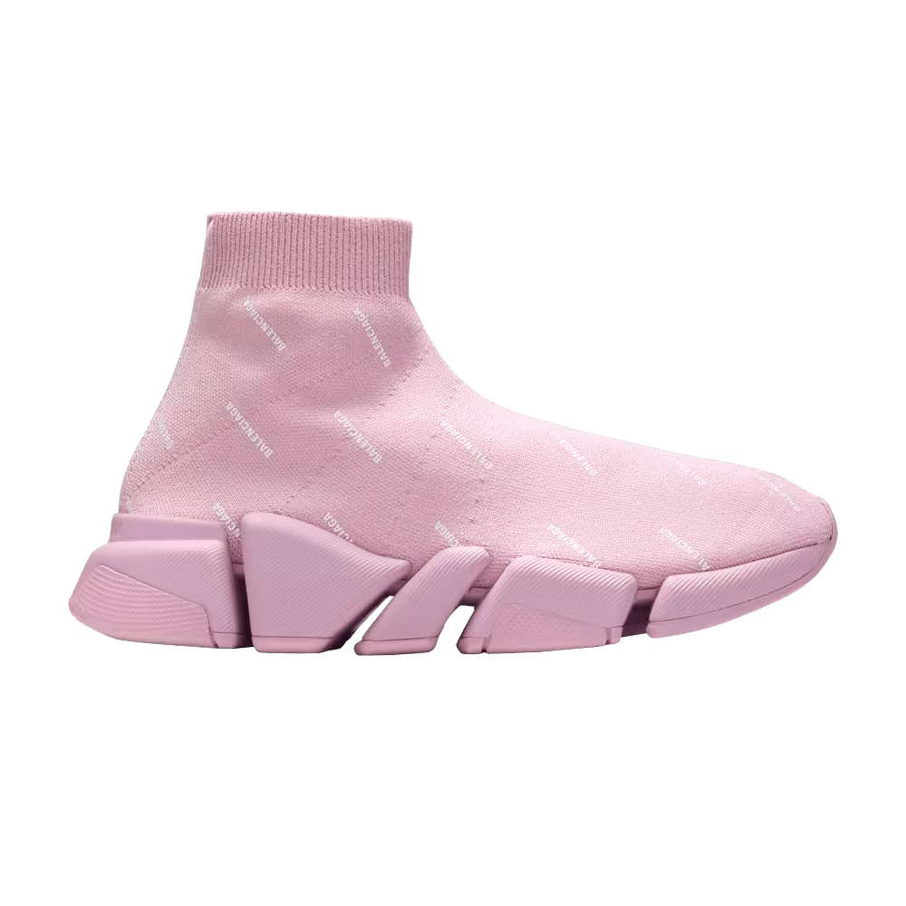 Balenciaga Women's Speed 2.0 Sneaker Allover Logo - Soft Pink