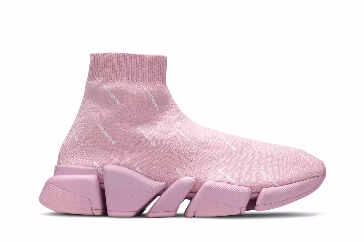 Balenciaga Women's Speed 2.0 Sneaker Allover Logo - Soft Pink, view 2