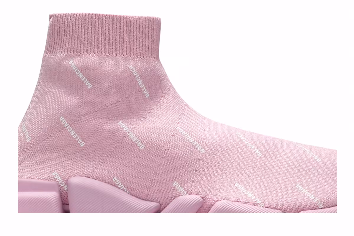 Balenciaga Women's Speed 2.0 Sneaker Allover Logo - Soft Pink, view 3