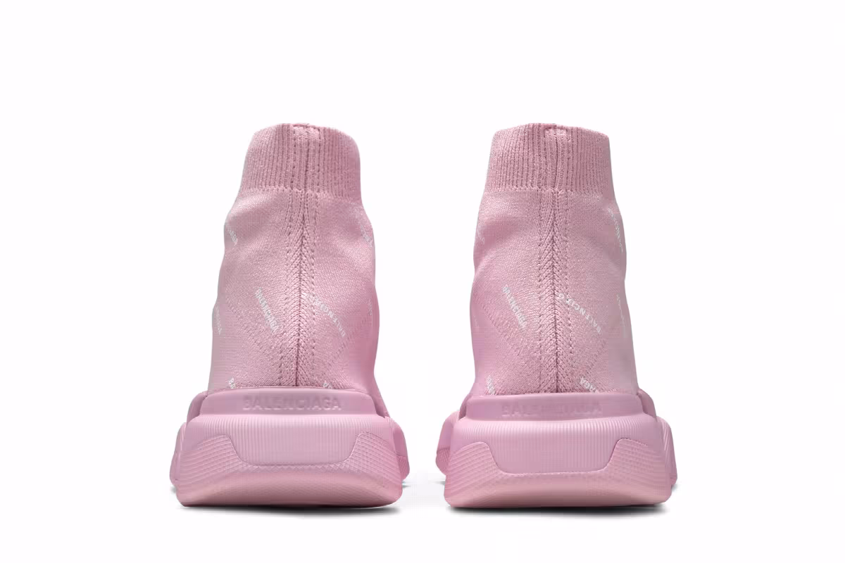 Balenciaga Women's Speed 2.0 Sneaker Allover Logo - Soft Pink, view 7