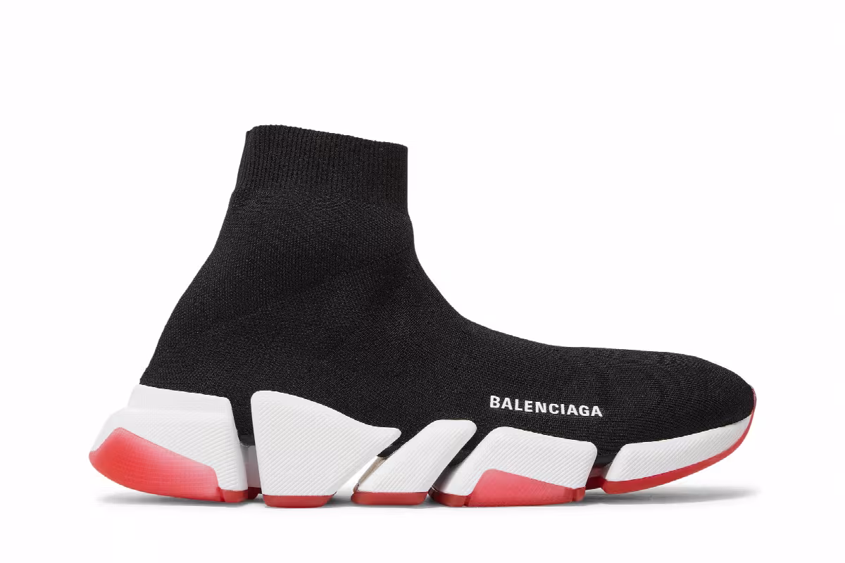 Balenciaga Speed 2.0 Sneaker Black Red, view 2
