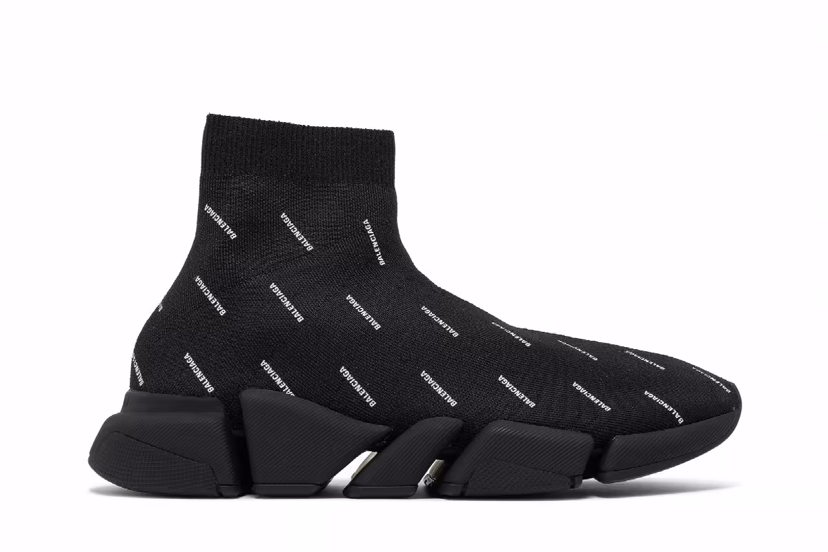 Balenciaga Speed 2.0 Sneaker All Over Logo - Black, view 2