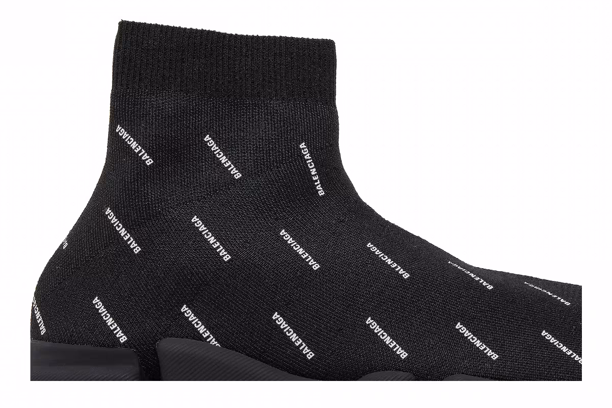 Balenciaga Speed 2.0 Sneaker All Over Logo - Black, view 3