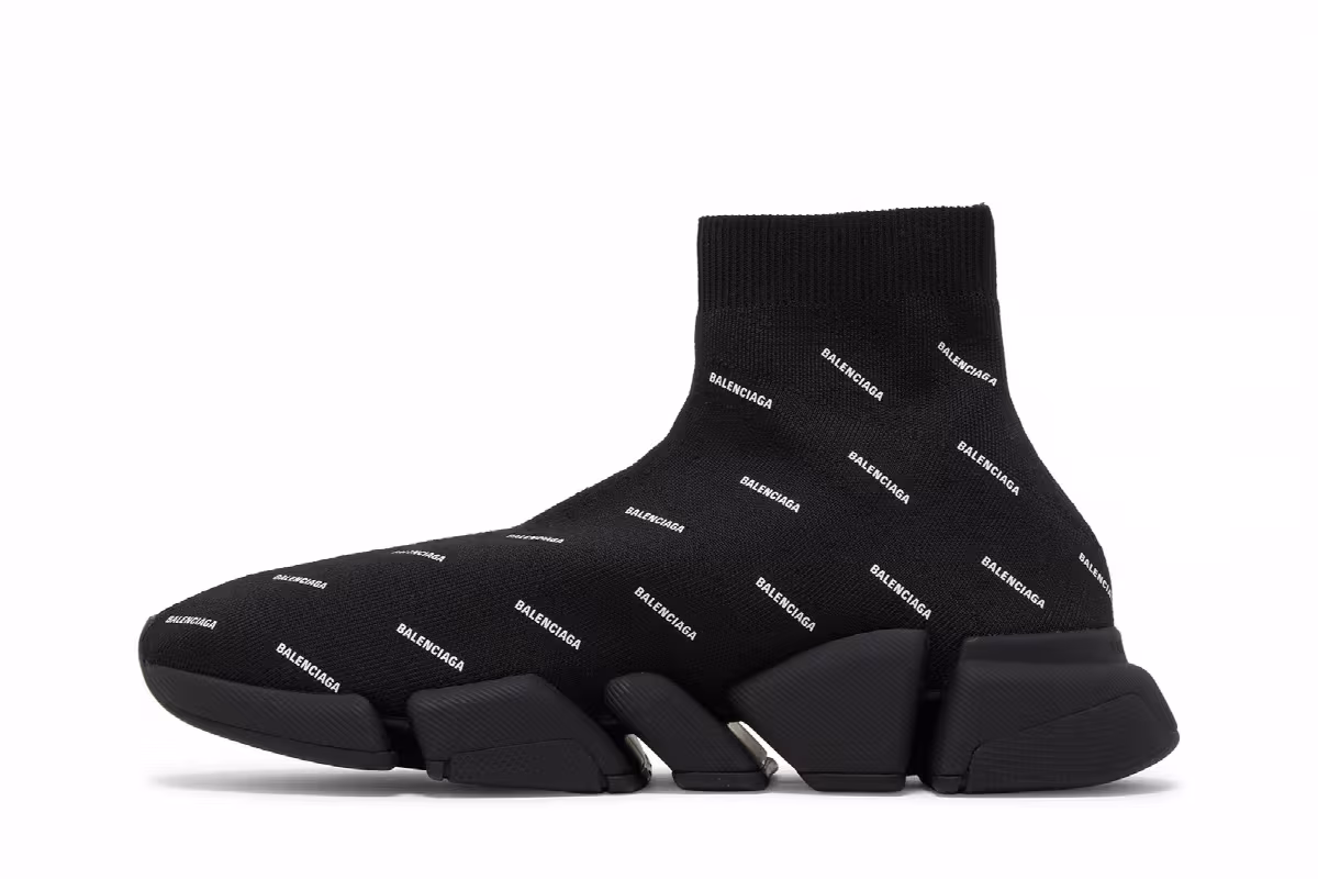 Balenciaga Speed 2.0 Sneaker All Over Logo - Black, view 4