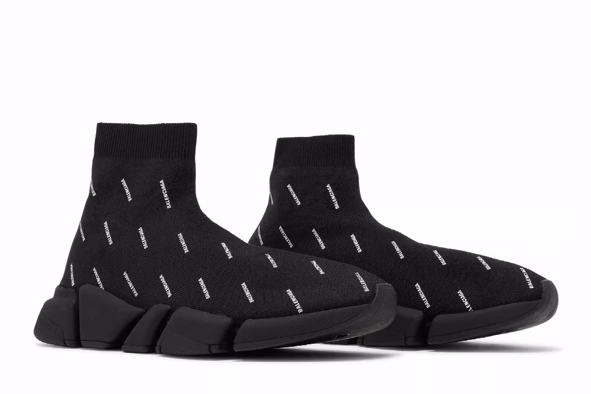 Balenciaga Speed 2.0 Sneaker All Over Logo - Black, view 9