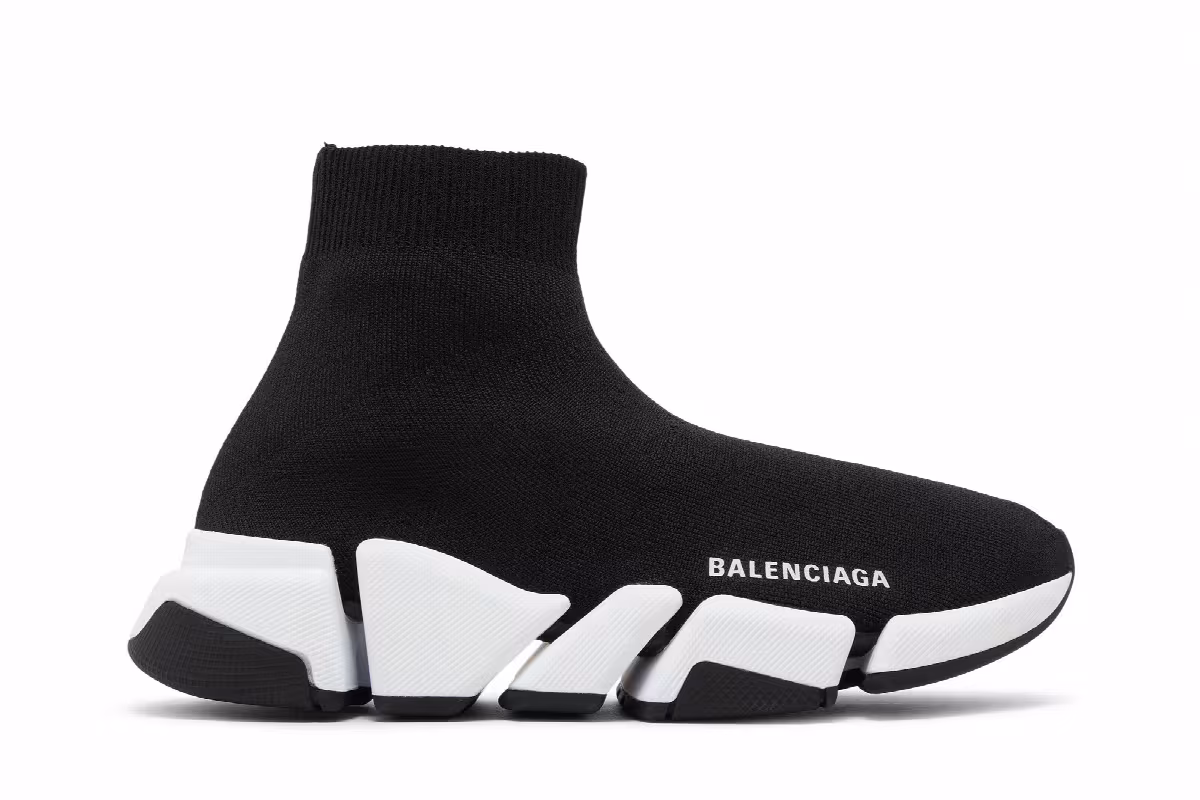 Balenciaga Women's Speed 2.0 Sneaker Black White, view 2