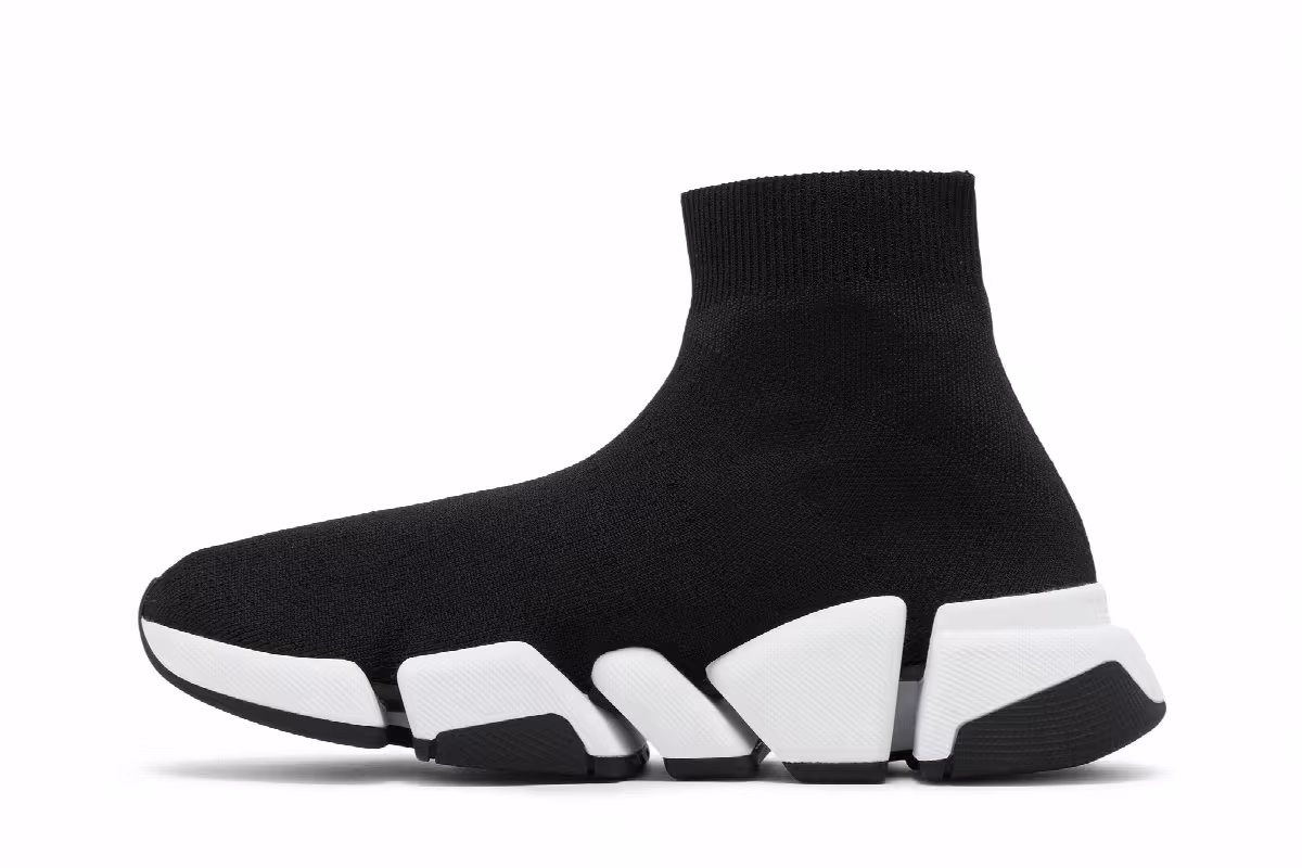 Balenciaga Women's Speed 2.0 Sneaker Black White, view 4