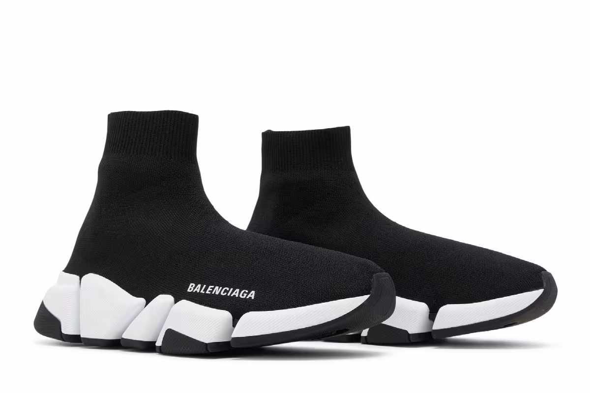 Balenciaga Women's Speed 2.0 Sneaker Black White, view 9