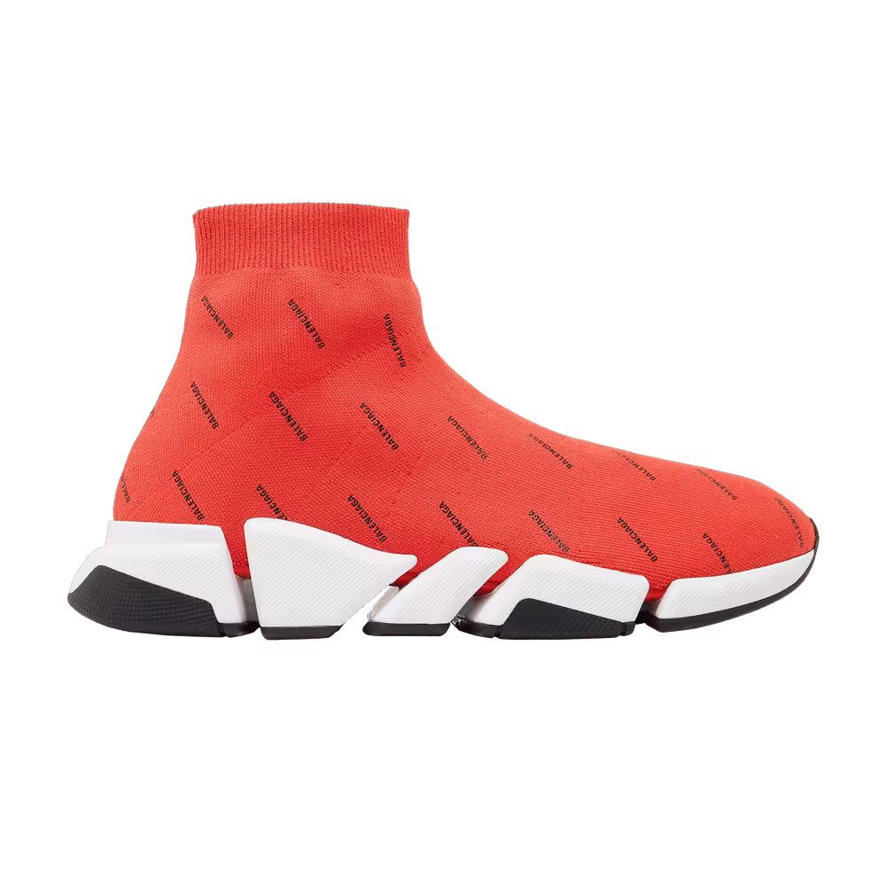 Balenciaga Speed 2.0 Sneaker All Over Logo - Intense Red