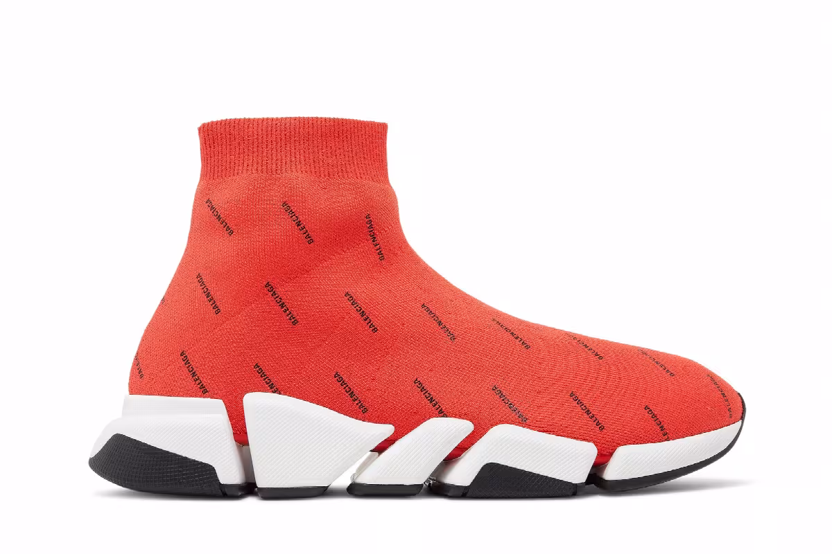 Balenciaga Speed 2.0 Sneaker All Over Logo - Intense Red, view 2