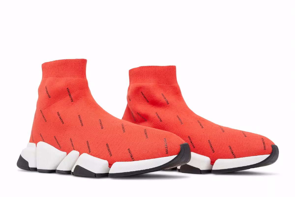 Balenciaga Speed 2.0 Sneaker All Over Logo - Intense Red, view 9