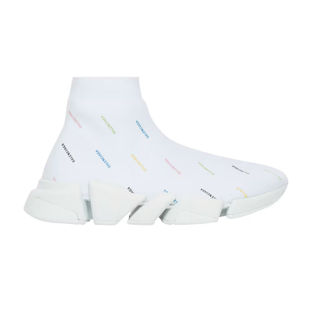 Balenciaga Speed 2.0 Sneaker All Over Logo - White Multi