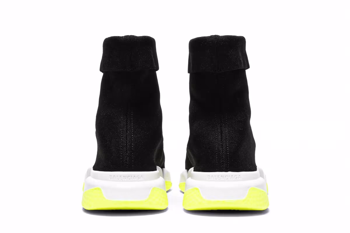 Balenciaga Speed Sneaker Cuffed Black Yellow, view 7