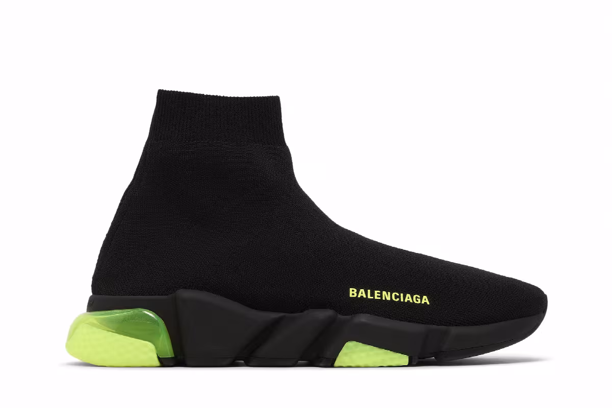 Balenciaga Speed Trainer Clear Sole - Black Yellow Fluo, view 2