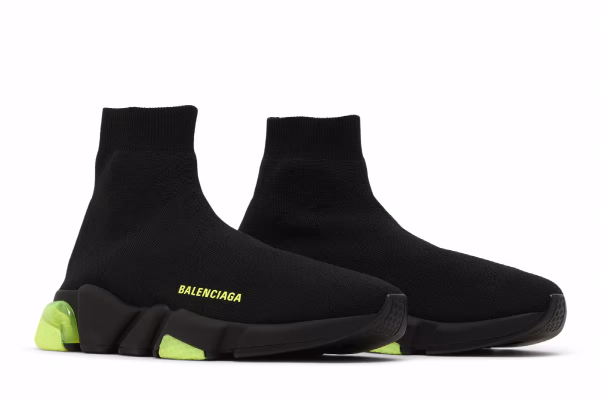 Balenciaga Speed Trainer Clear Sole - Black Yellow Fluo, view 9
