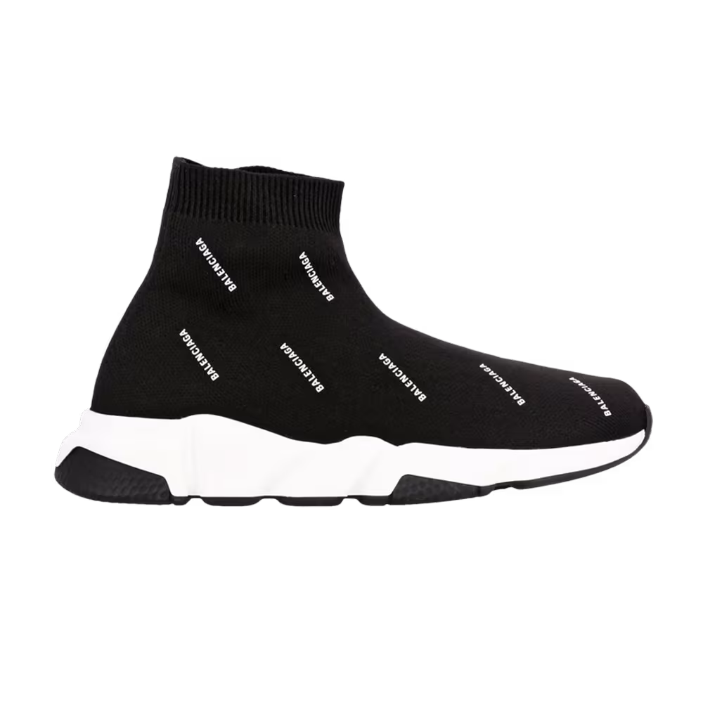 Balenciaga Speed Trainer Kids All Over Print - Black White