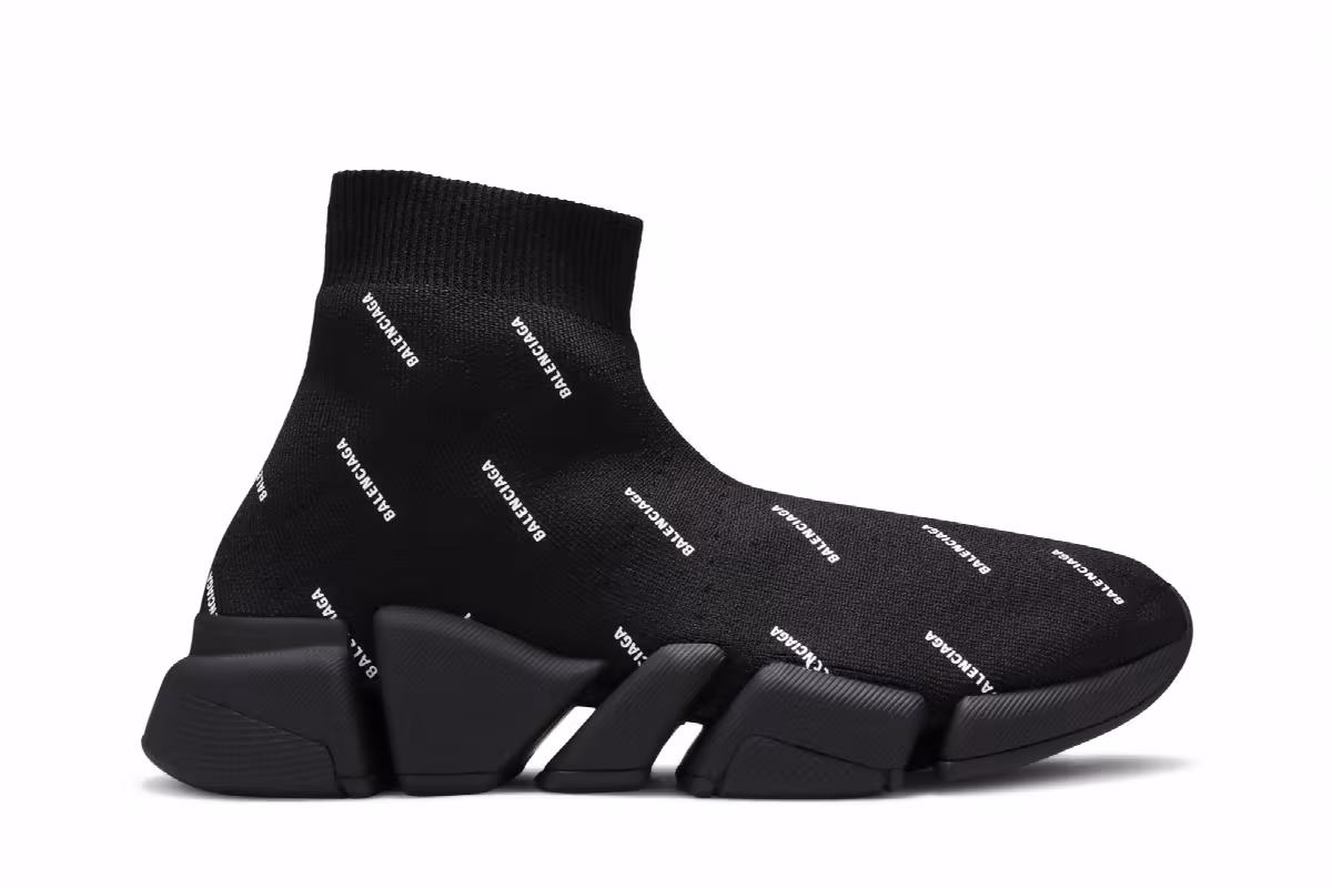 Balenciaga Women's Speed 2.0 Sneaker Allover Logo - Black, view 2