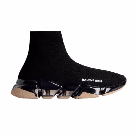 Balenciaga Speed 2.0 Full Clear Sole Recycled Knit Sneaker 'Black Beige'