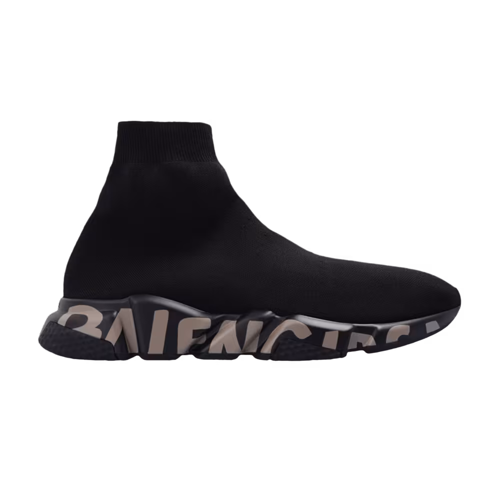 Balenciaga Speed Sneaker Midsole Graffiti - Black Dark Beige